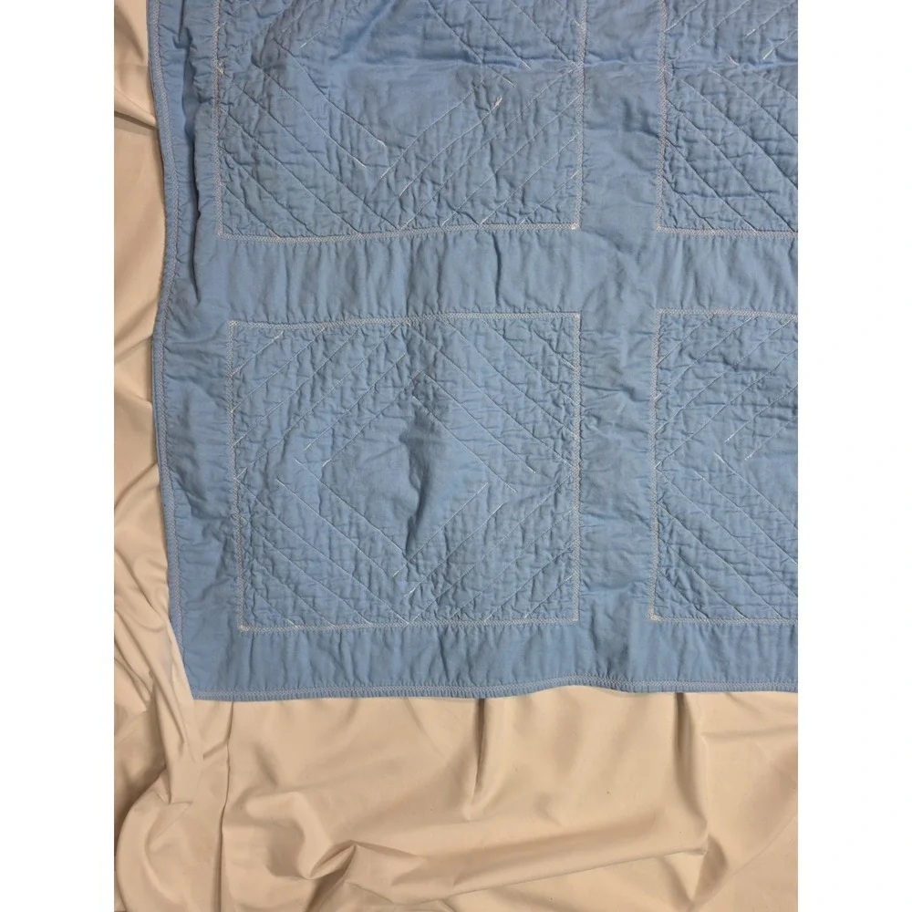 VTG 90's Precious Moments Quilted Baby Crib Blanket 42 X 32 Boys Baseball